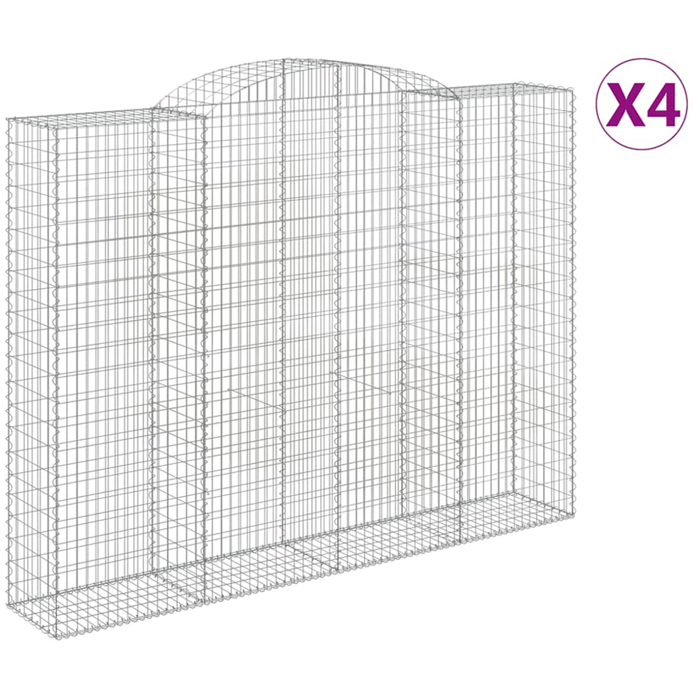vidaXL Silver Galvanised Iron Arched Gabion Basket 300 x 50 x 220/240cm 4 Pack Image 2