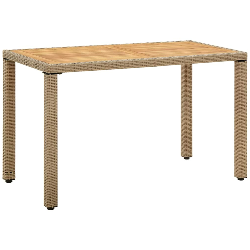 vidaXL 6 Seater Poly Rattan Rectangular Outdoor Dining Table Beige Image 1