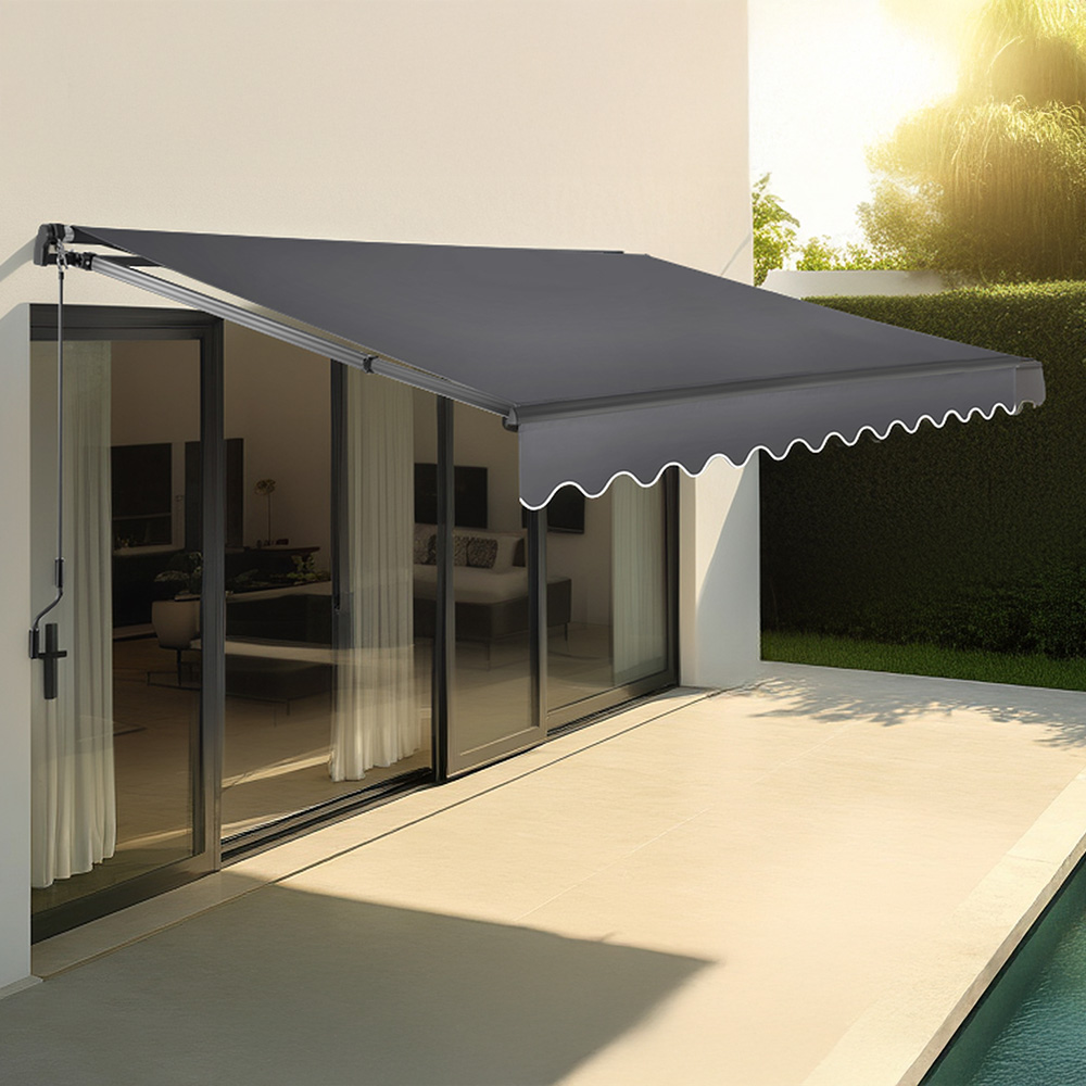 tectake Ornella Dark Grey Retractable Awning 300 x 250cm Image 1