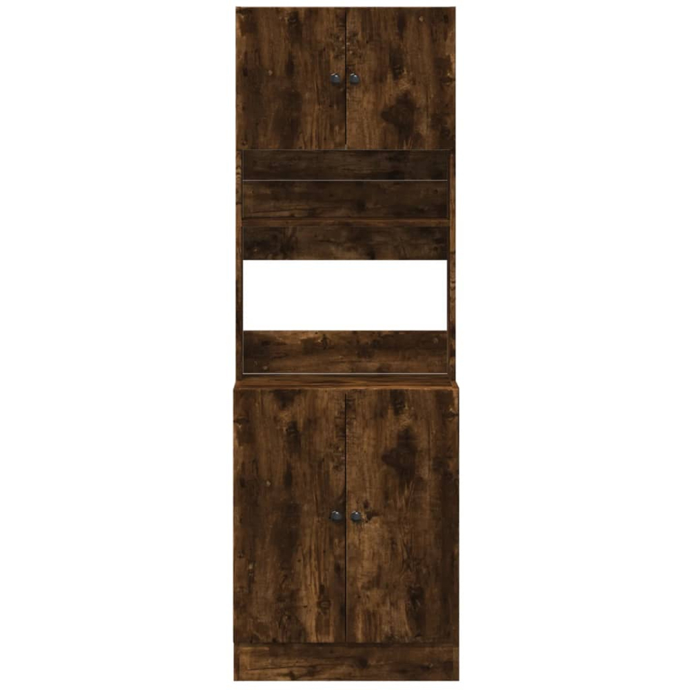 vidaXL 4 Door Single Shelf Smoked Oak Kitchen Cabinet Image 4