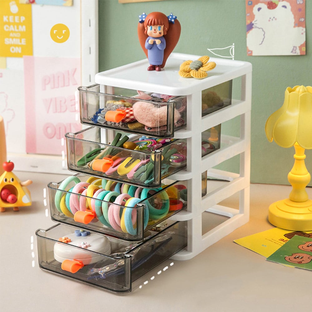Living and Home 4 Drawer White Stationery Cosmetic Storage Box Image 6