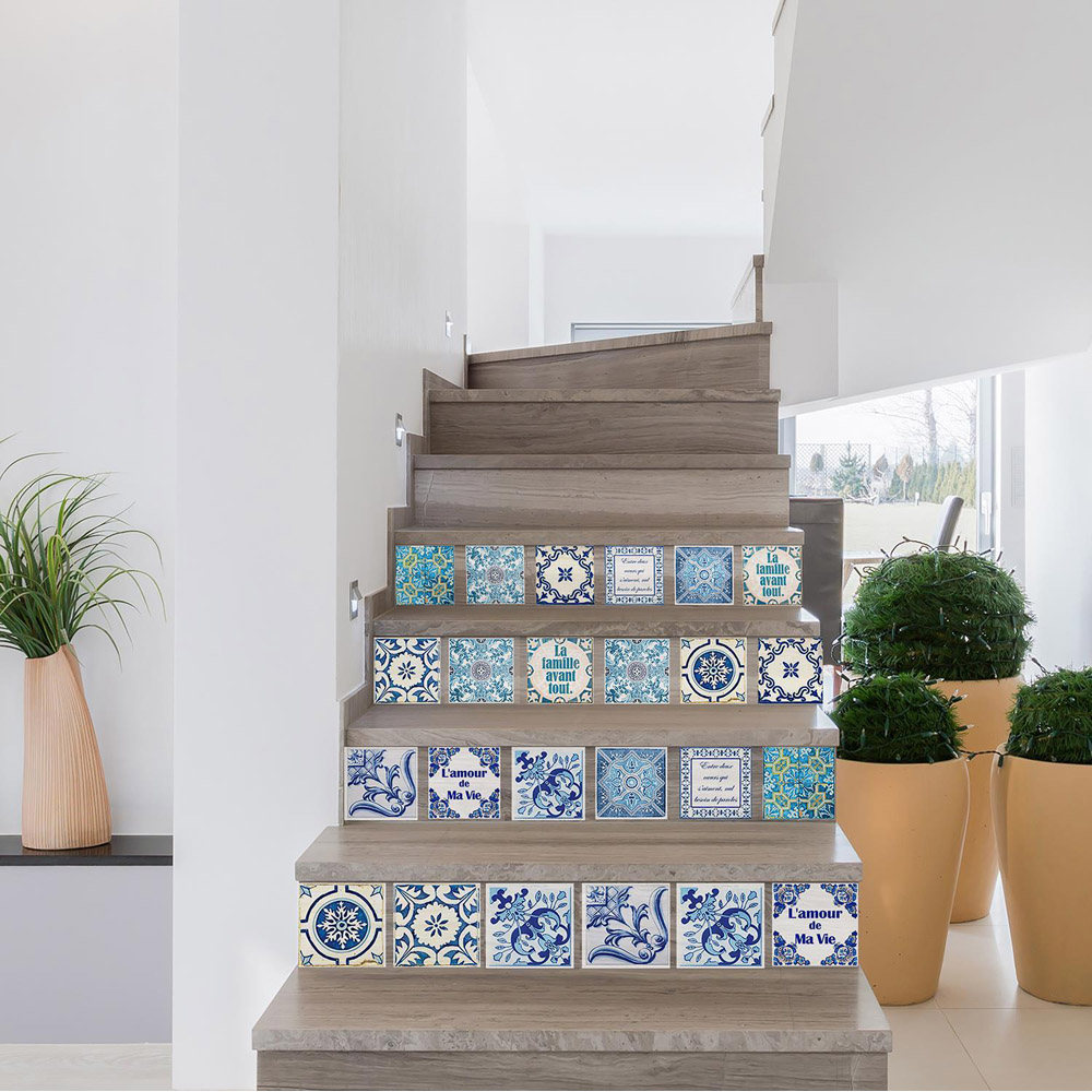 Walplus French Quote Classic Blue Tile Sticker 24 Pack Image 5