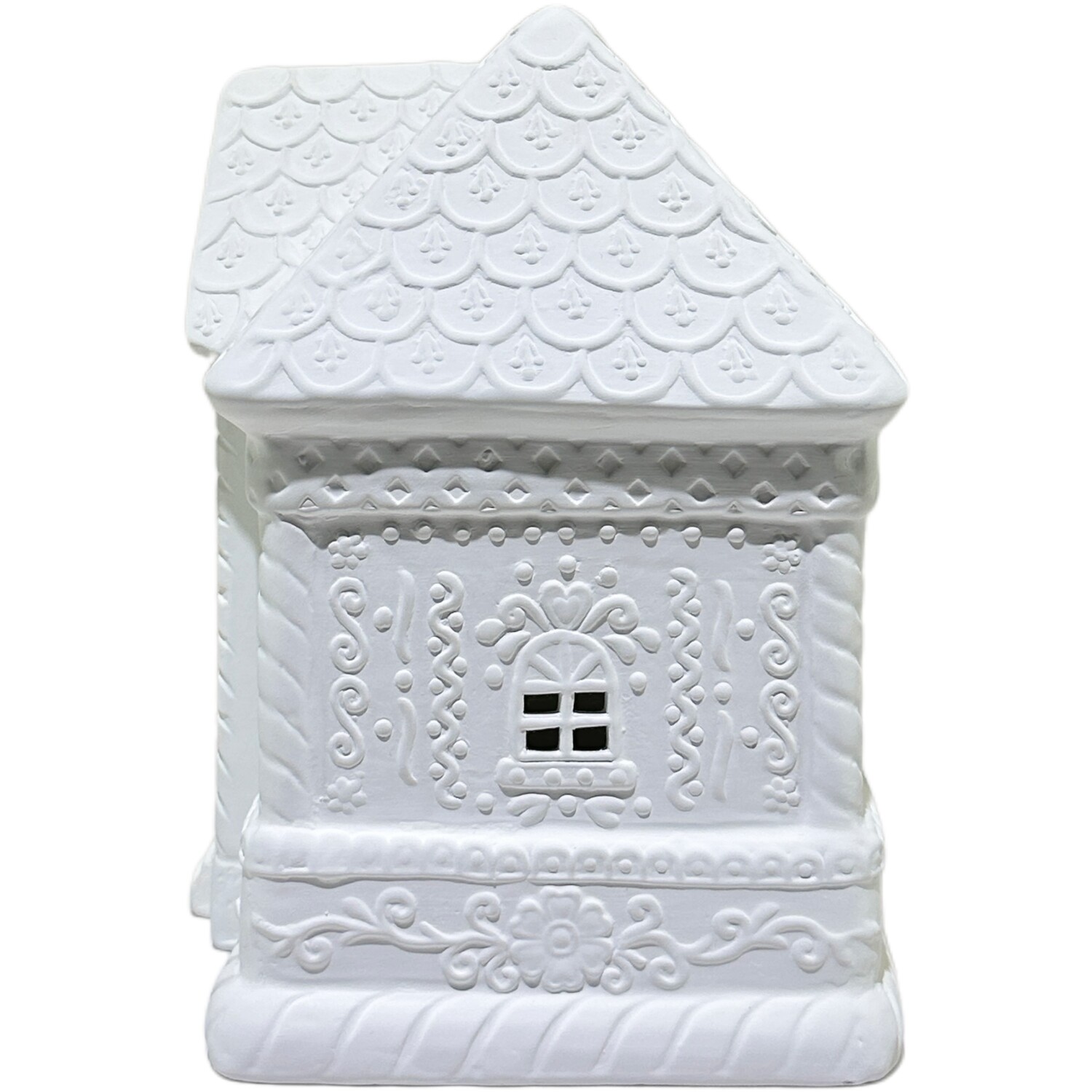 Large Ceramic Gingerbread House White Image 5