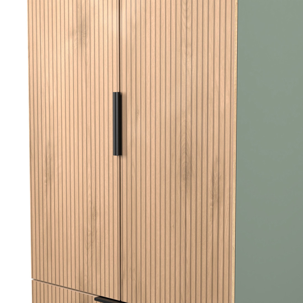 Crowndale Java 2 Door 2 Drawer Slatt Effect and Reed Green Wardrobe Image 7
