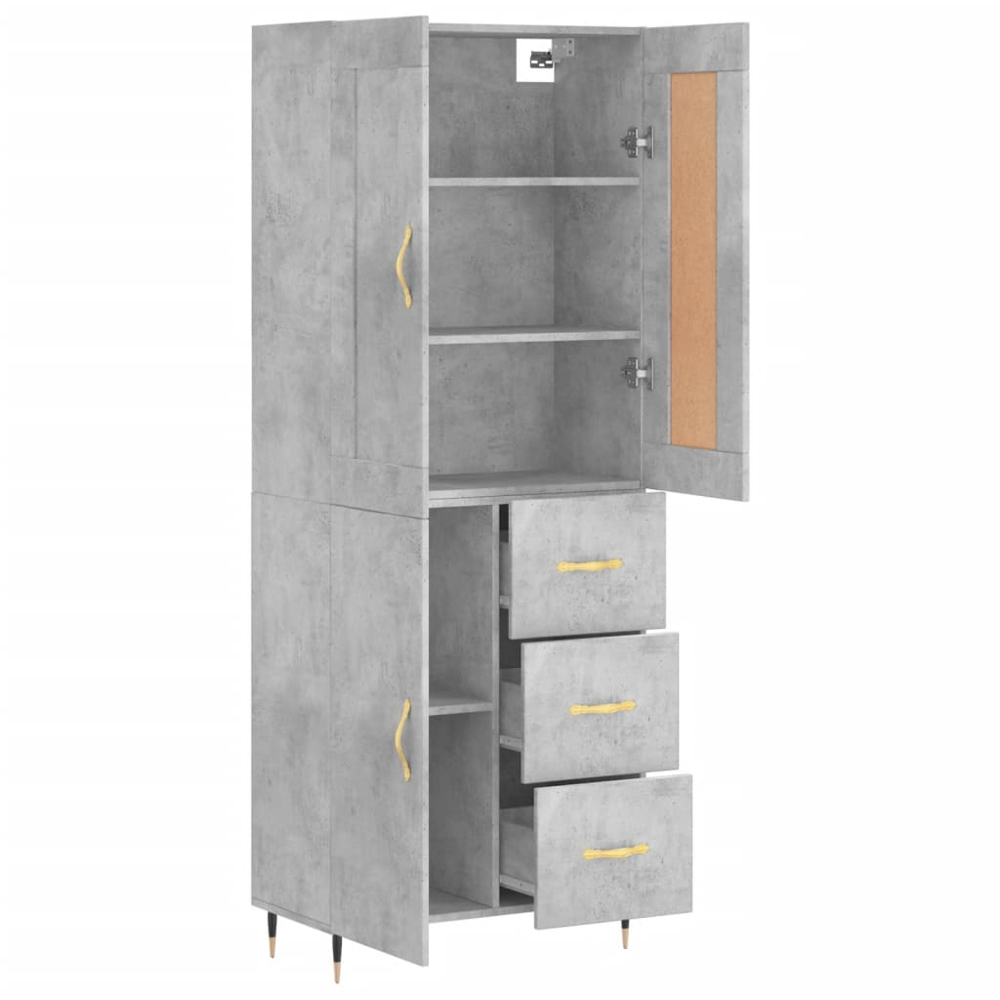 vidaXL 3 Door 3 Drawer Concrete Grey Highboard Image 3
