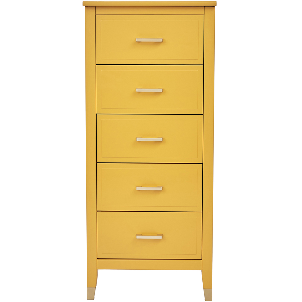 Palazzi 5 Drawer Mustard Narrow Chest of Drawers Image 3