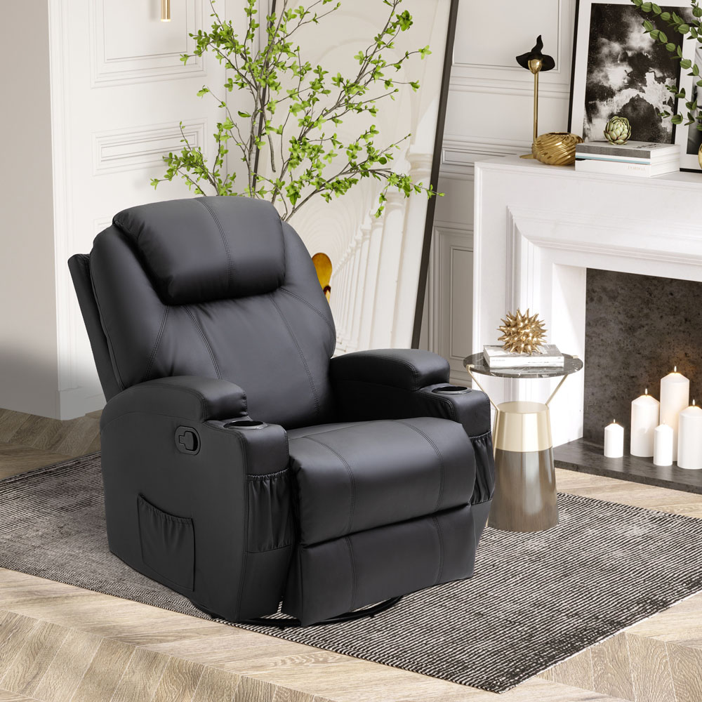 Portland Black PU Leather Manual Recliner Chair with Remote Control Image 4