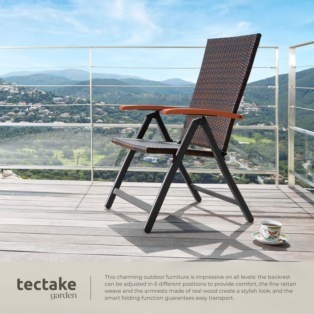 tectake Canberra Brown 6 Step Adjustable and Foldable Garden Chair Image 4