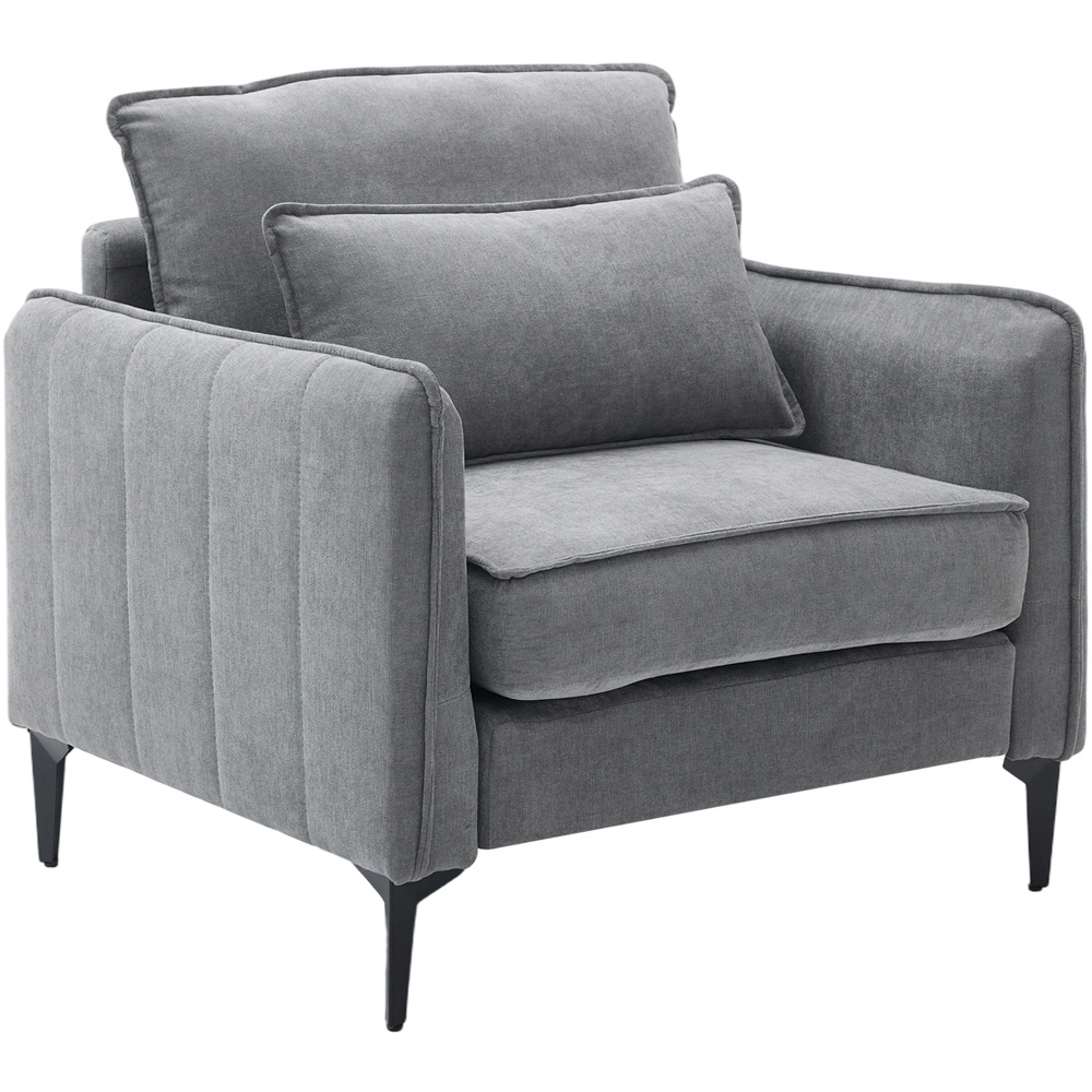 Living and Home Dark Grey Chenille Sofa Chair Image 2