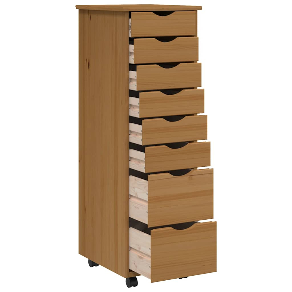 vidaXL 8 Drawer Brown Rolling Storage Cabinet Image 4