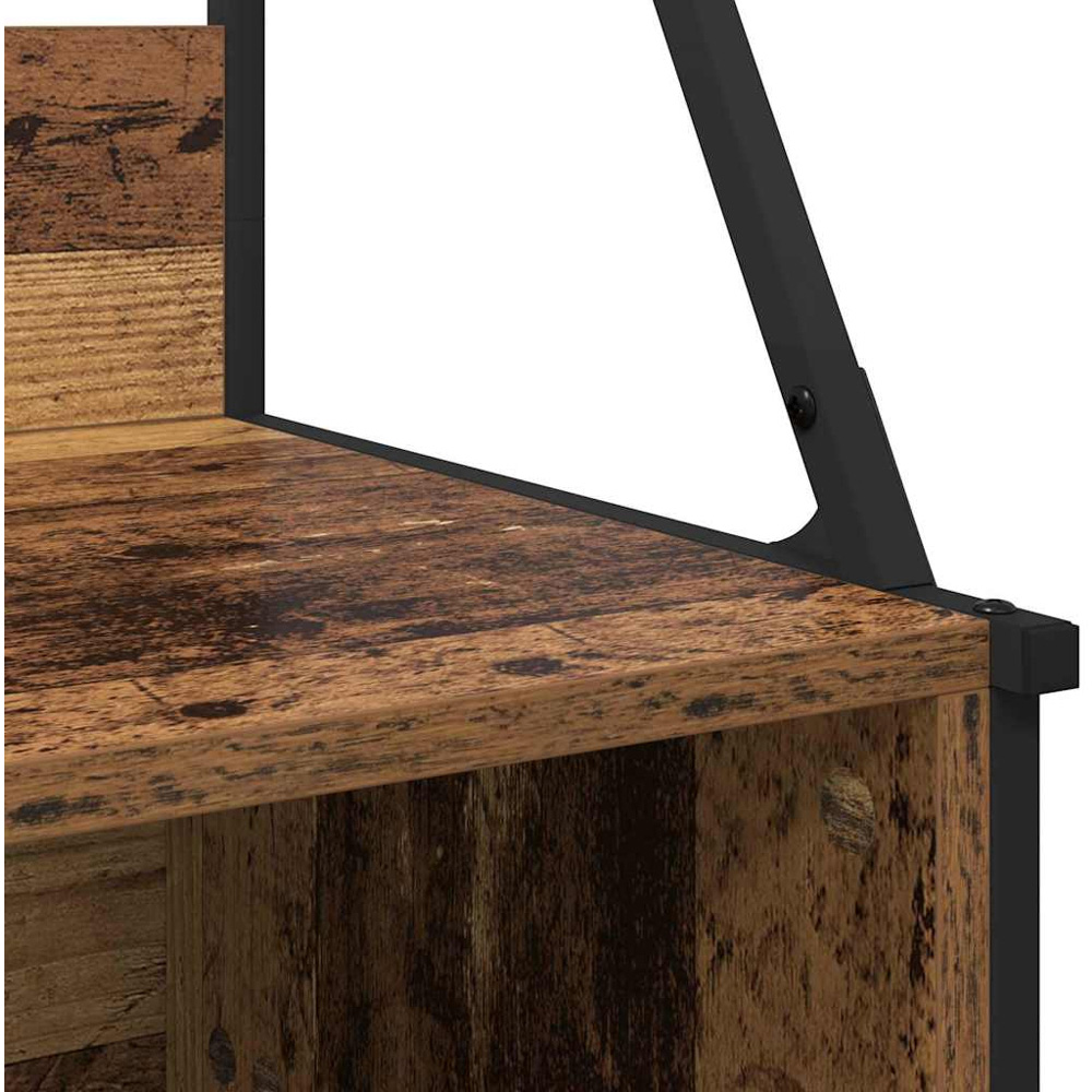 vidaXL 2 Shelf Old Wood Clothes Rack with Hanging Hooks Image 8