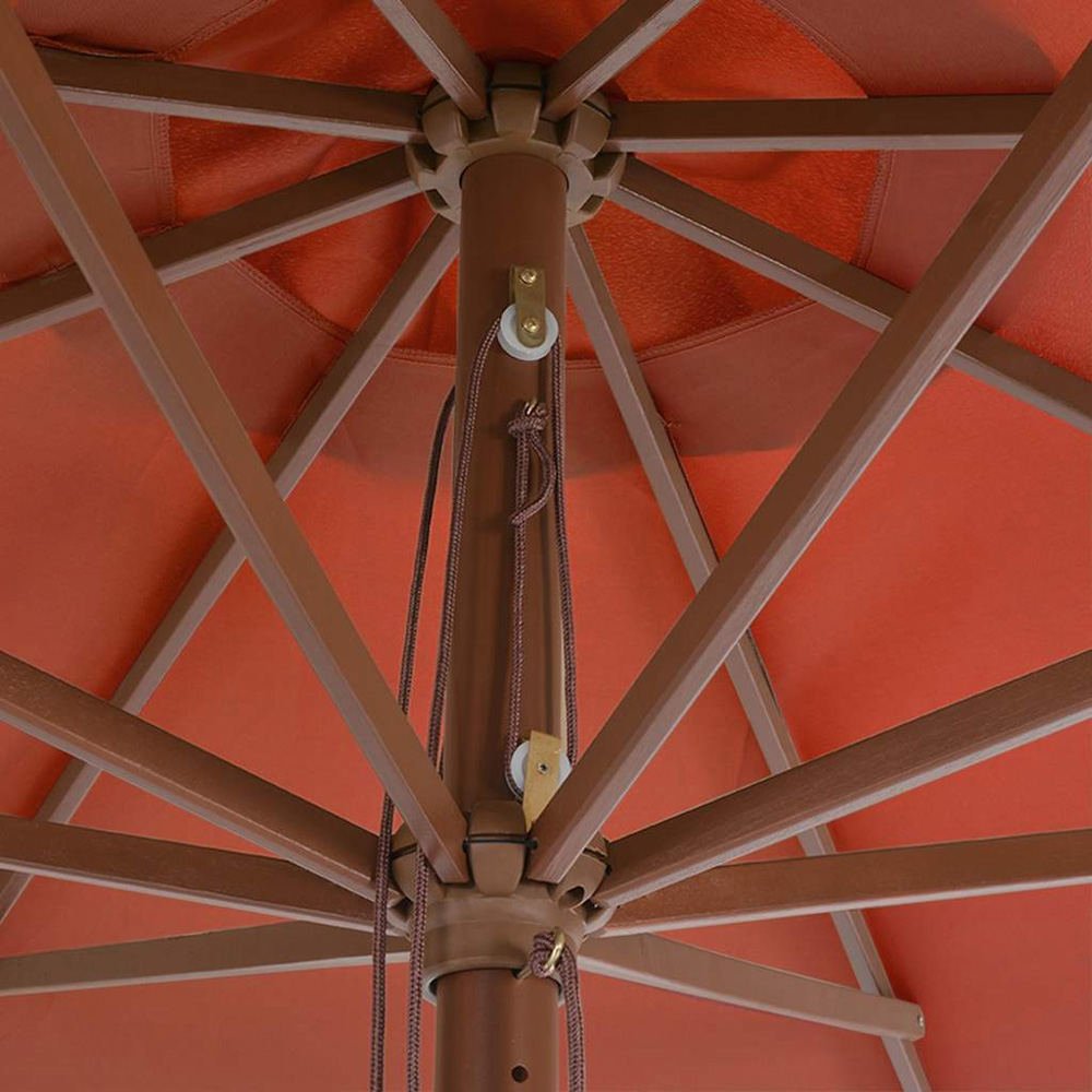 vidaXL Brown Garden Parasol with Wooden Pole 3.5m Image 4