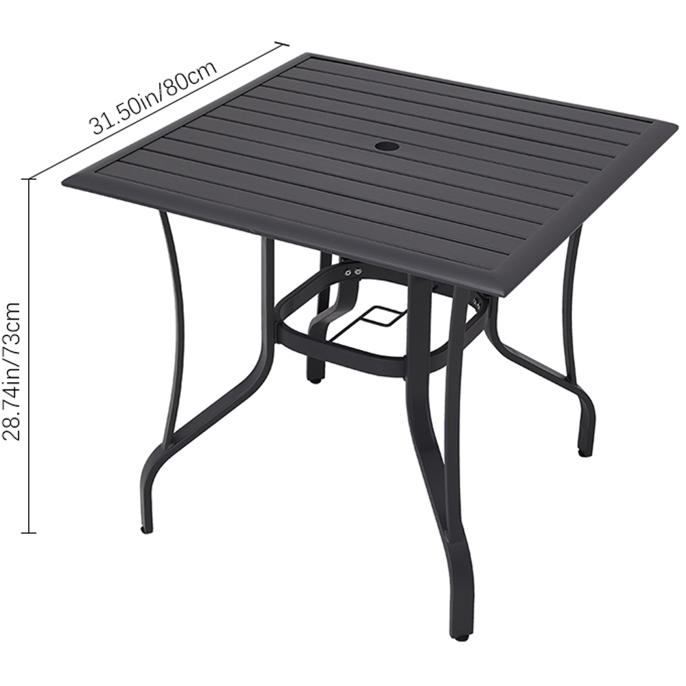 Living and Home 2 Seater Square Slatted Garden Table with Parasol Hole Image 7