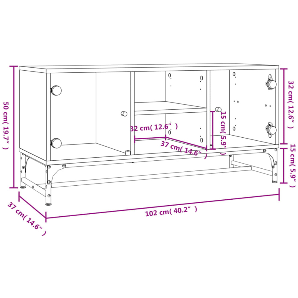 vidaXL 2 Glass Door 2 Shelf White TV Cabinet Image 9