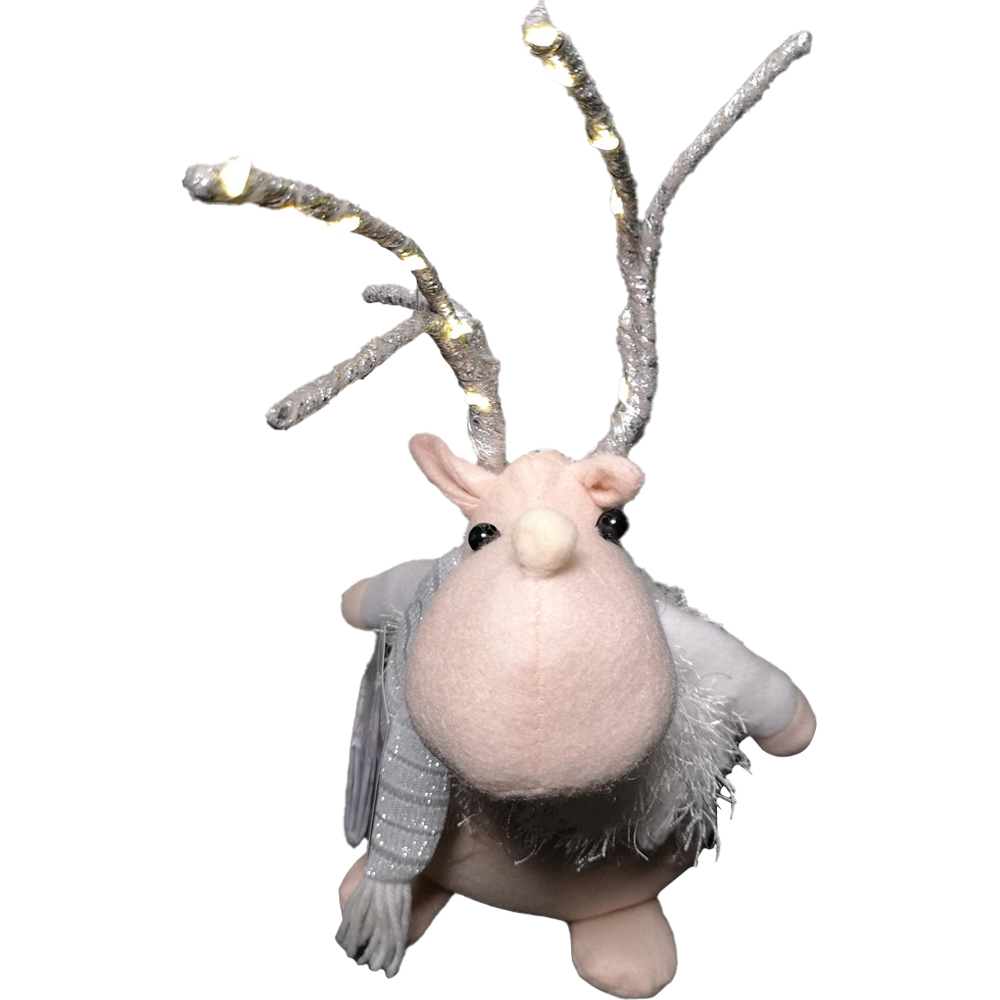 Samuel Alexander Plush White Christmas Reindeer with LED Lit Antlers Image 1