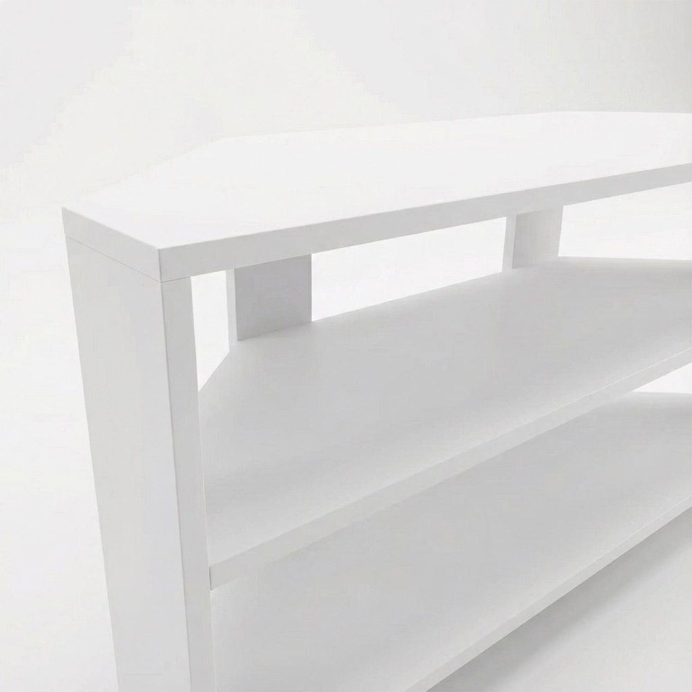 FWStyle Promo 2 Shelf White Corner TV Unit Image 4