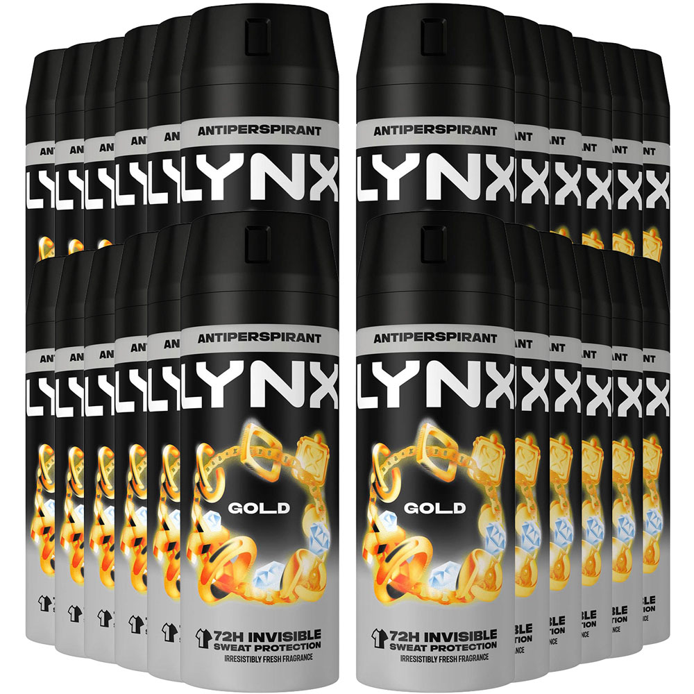 Lynx Gold 72H Protection Anti-Perspirant Anti-White Marks Deodorant Spray 150ml 24 Pack Image 1
