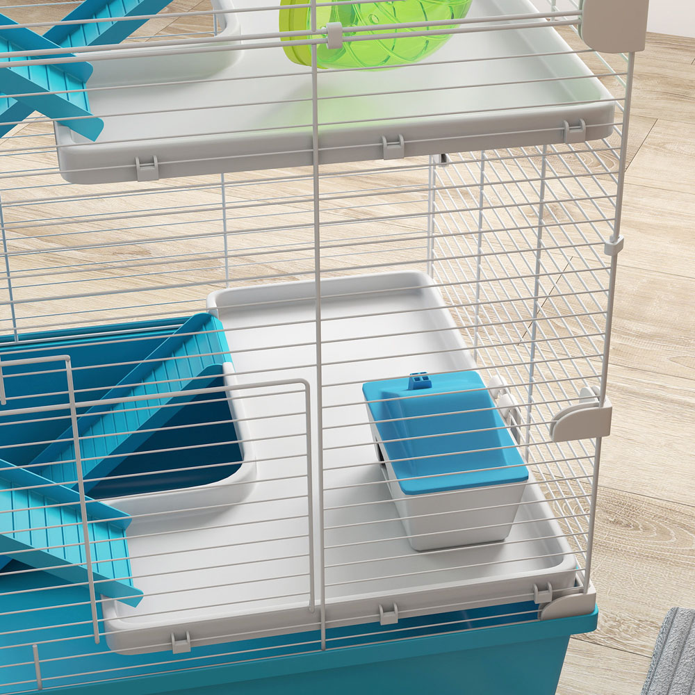 PawHut Light Blue 6 Tier Hamster Cage with Twin Tower and Accessories Image 4