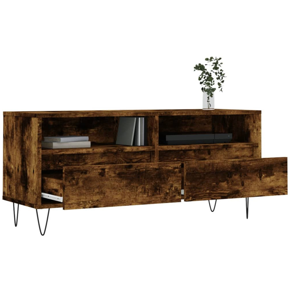 vidaXL 2 Drawer 2 Shelf Smoked Oak TV Cabinet Image 4
