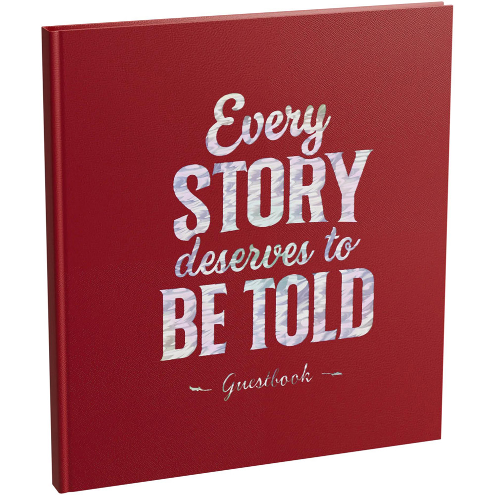 Exacompta Red Embossed Faux Leather Guest Book with Silver Edges 140 Pages Image 1