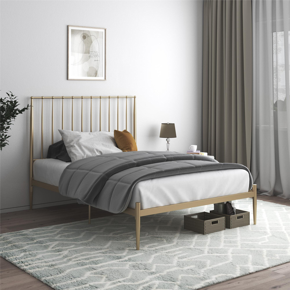 Dorel Giulia Double Gold Metal Bed Frame with Headboard Image 6
