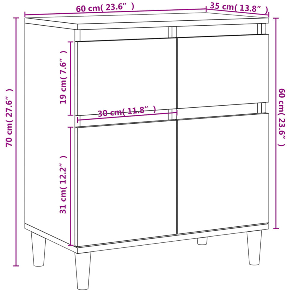 vidaXL 2 Door 2 Drawer Sonoma Oak Sideboard Image 9