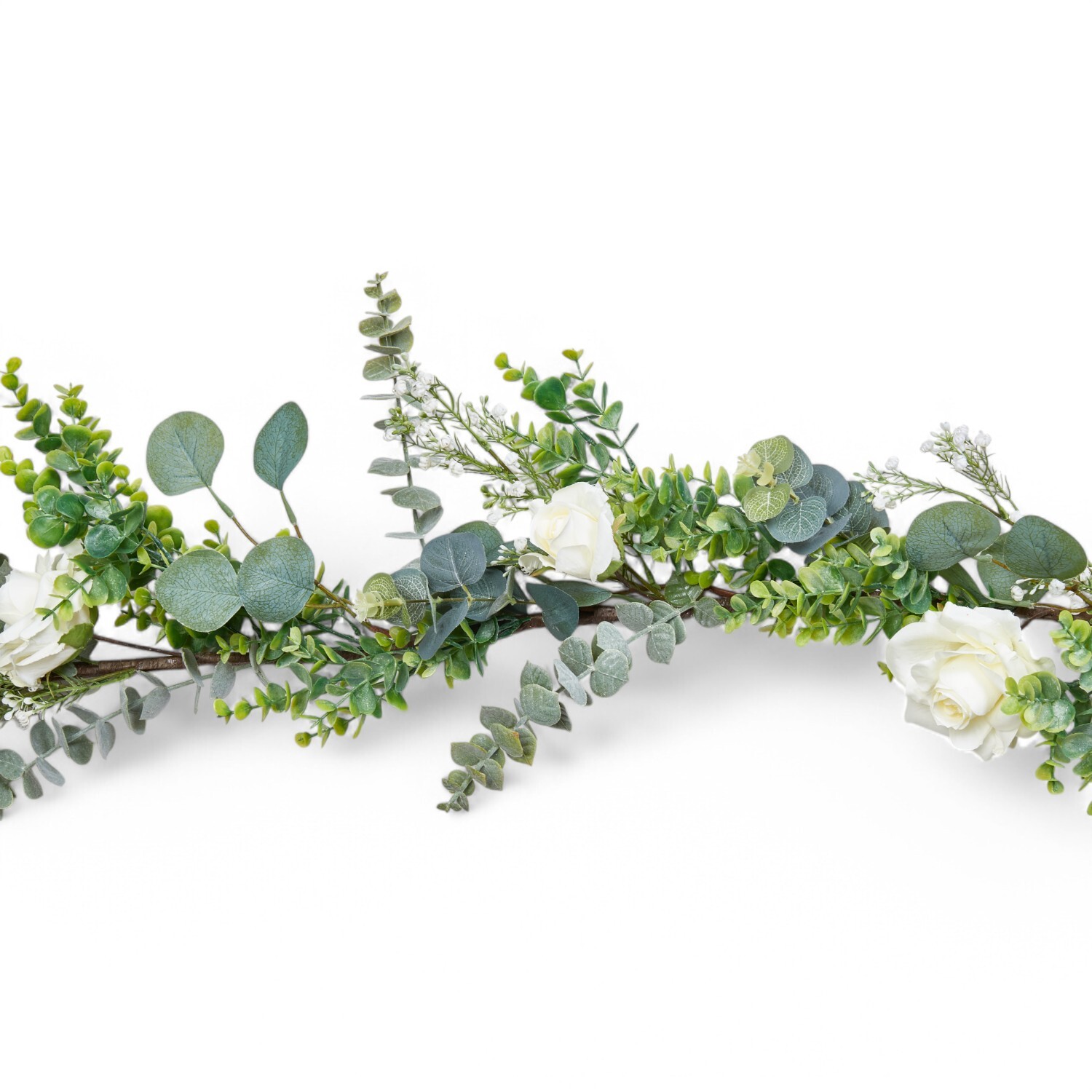 White Rose Eucalyptus Luxury Garland White Image 2