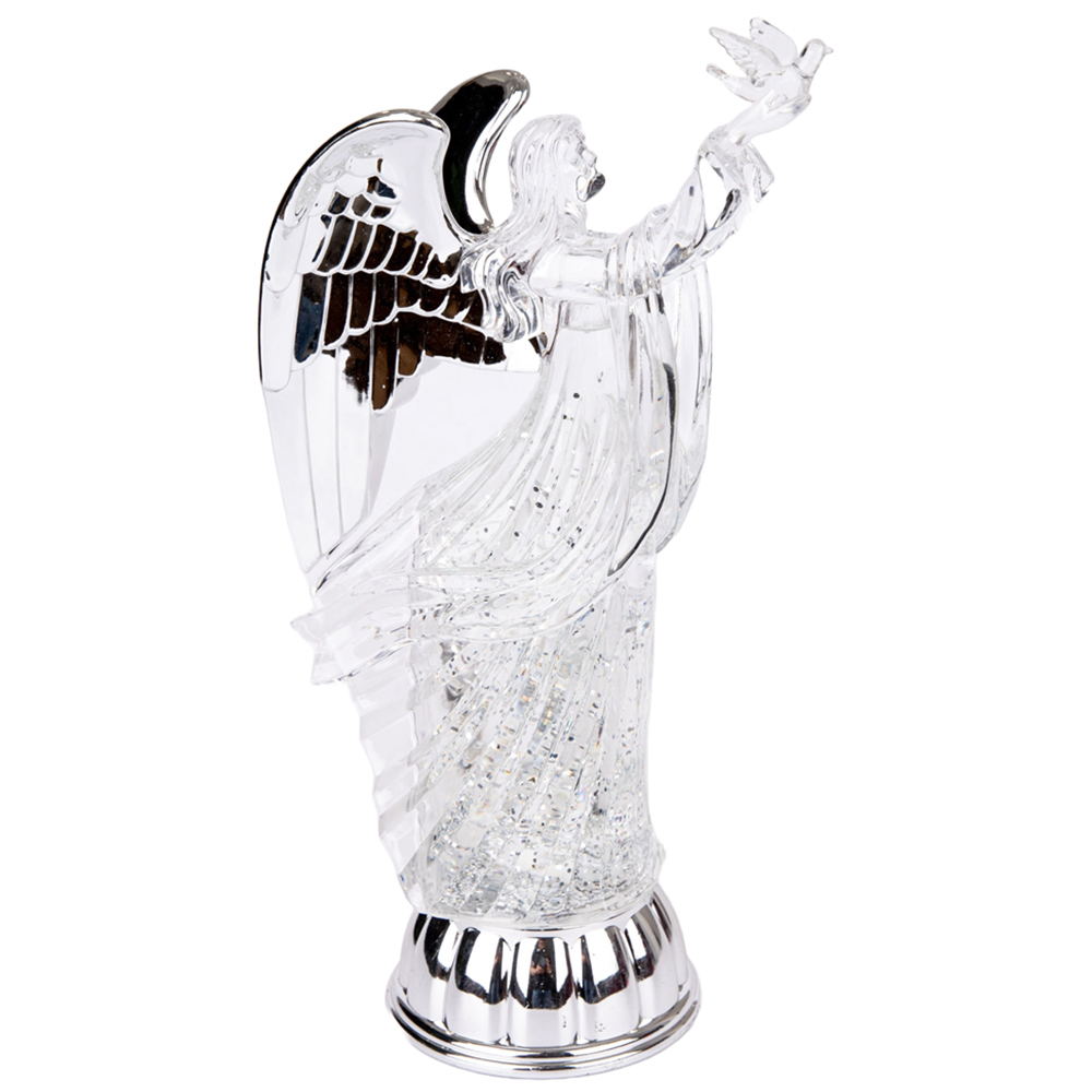 Shatchi Battery Powered LED Acrylic Swirling Glitter Angel Figure Image 1