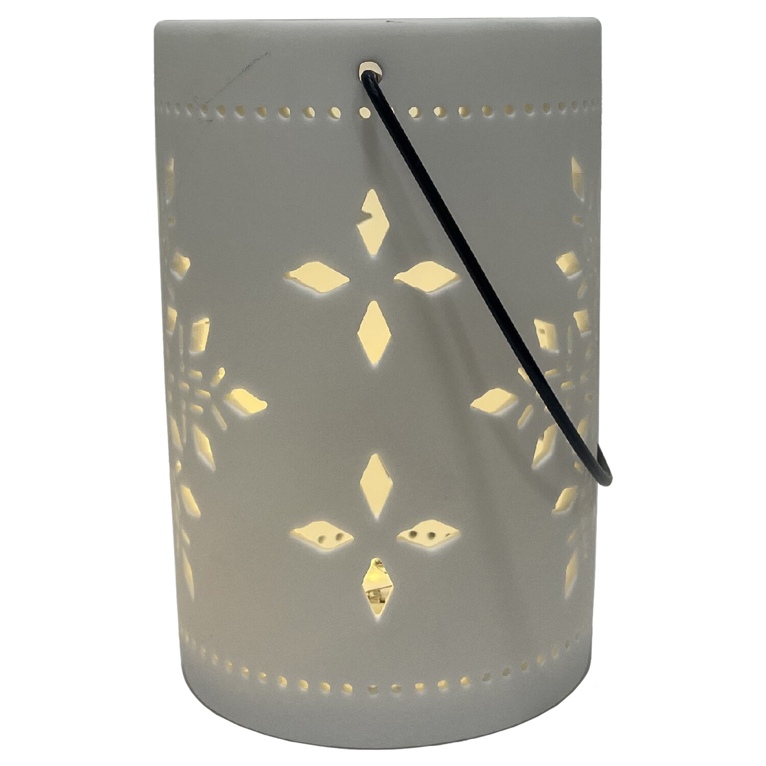 LED Snowflake Lantern with Handle White Image 2