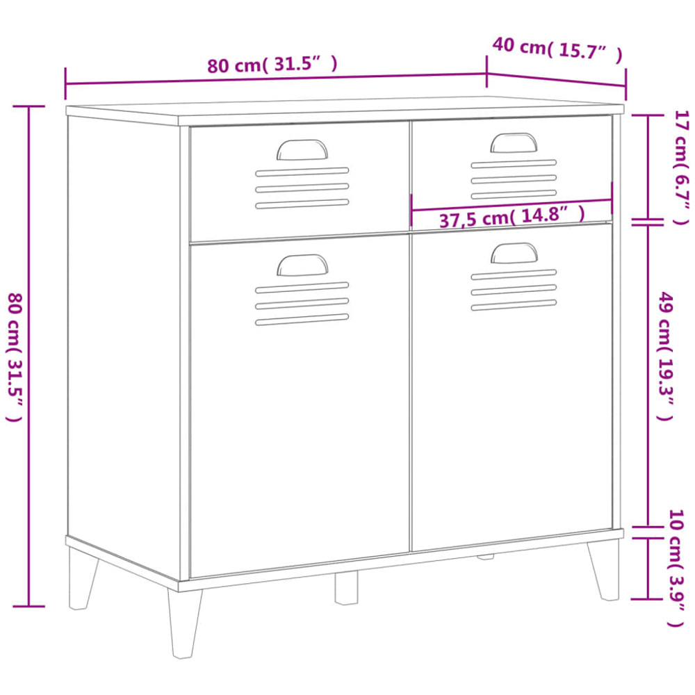 vidaXL 2 Door 2 Drawer White Sideboard Image 9