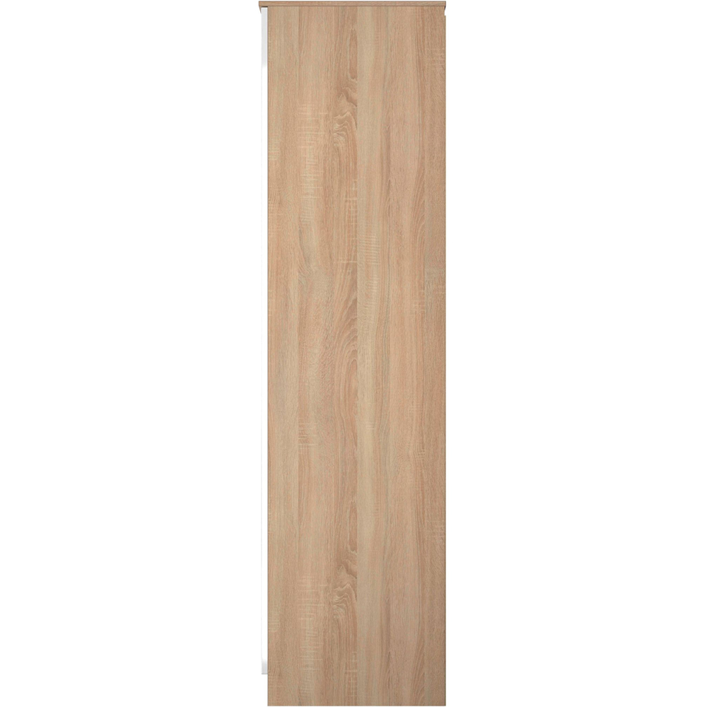 Crowndale Milan 2 Door White Gloss and Bardolino Oak Tall Wardrobe Ready Assembled Image 3