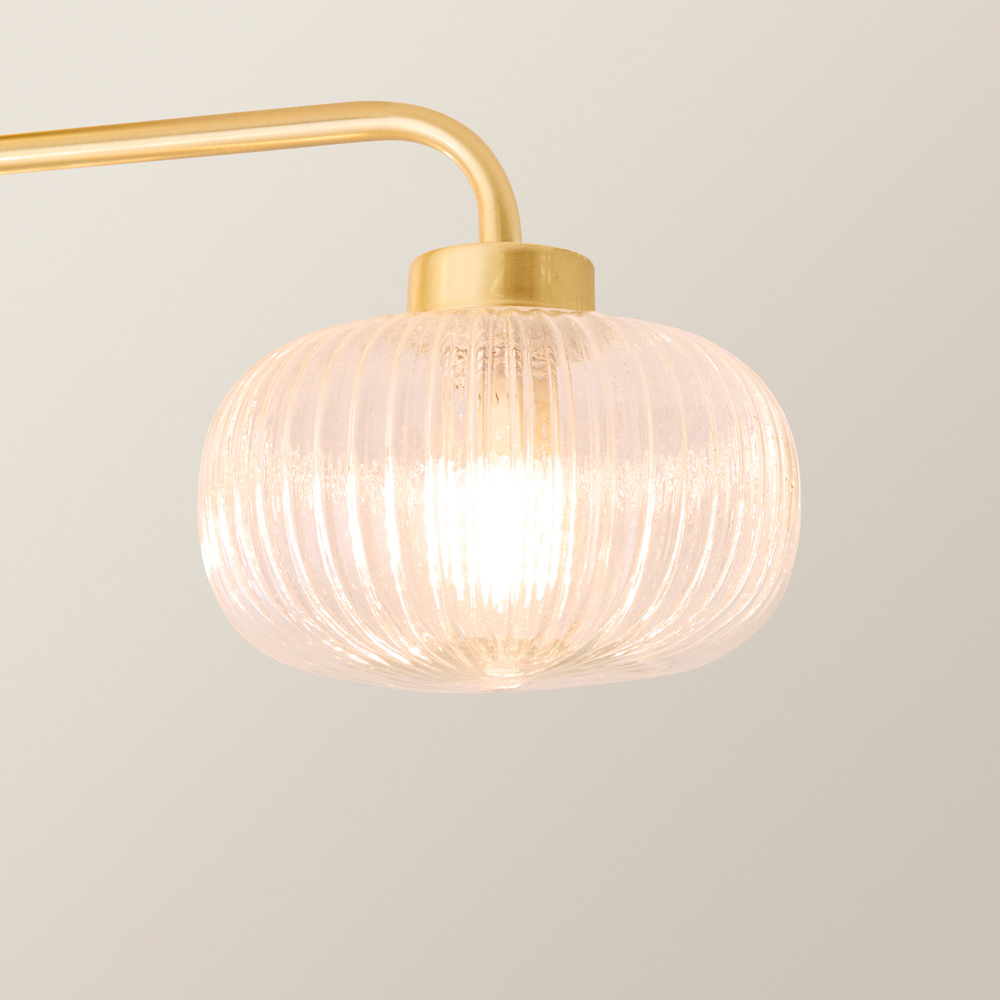 ValueLights Amaia Gold 3 Way Clear Ribbed Glass LED Ceiling Light Image 4