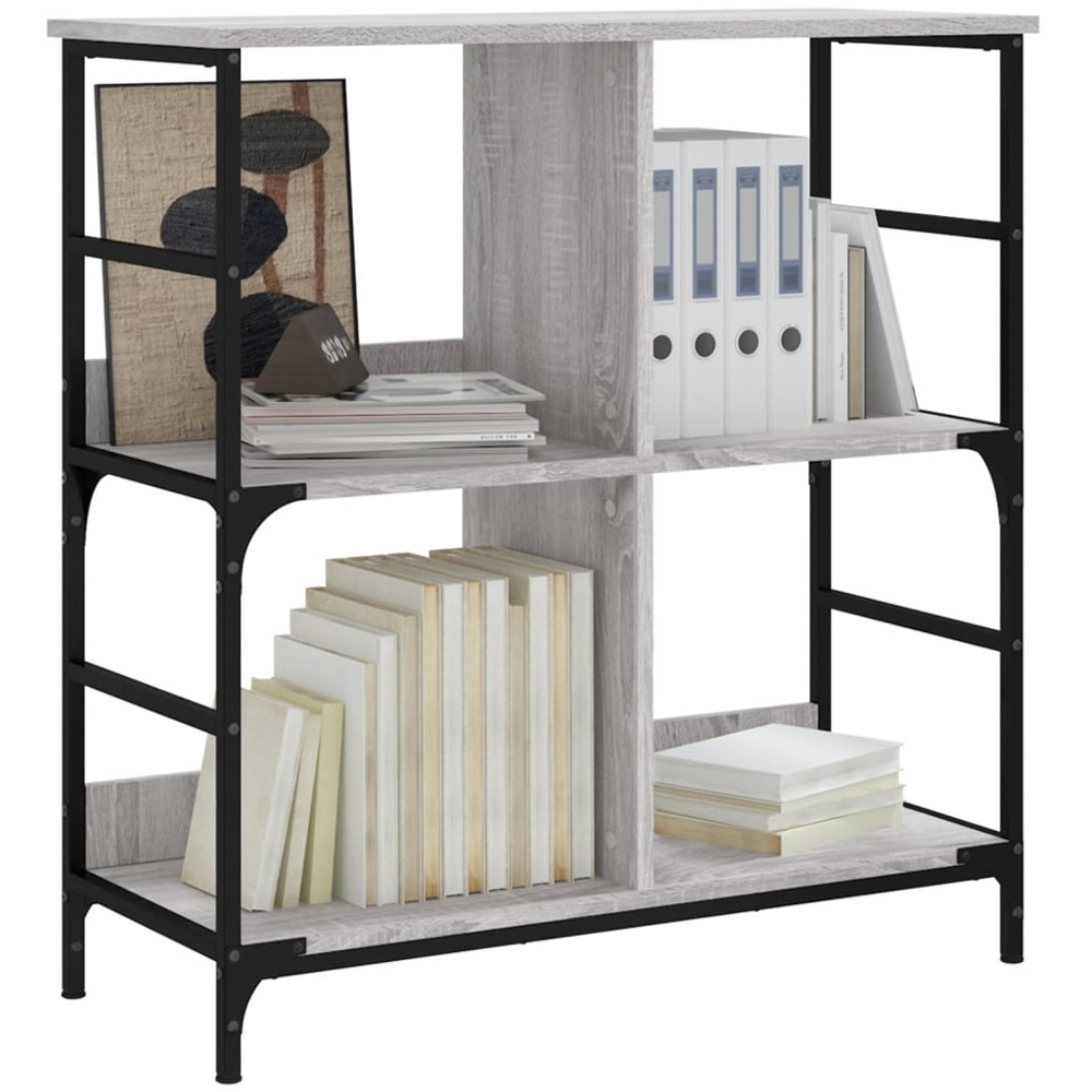 vidaXL 4 Open Shelf Grey Sonoma Compact Bookshelf Image 3