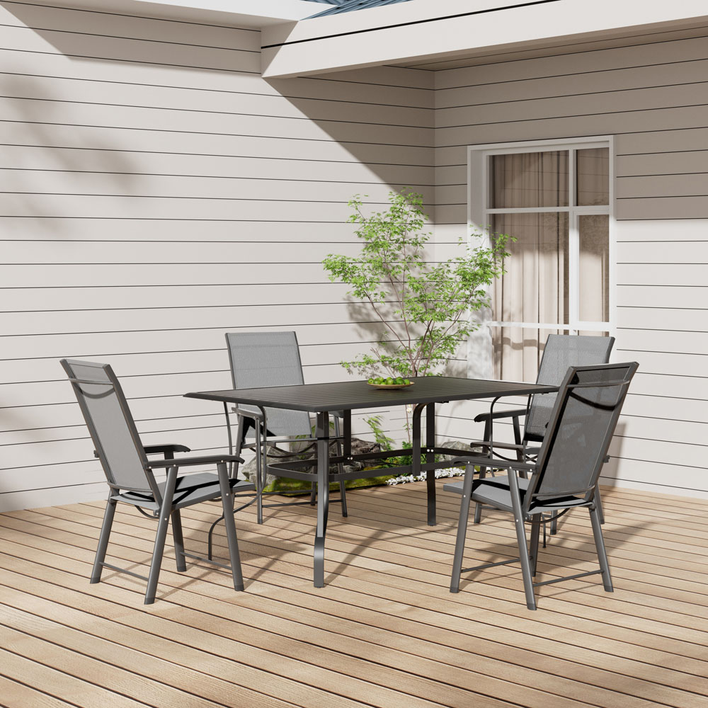 Living and Home 4 Seater Rectangular Slatted Patio Set Image 7