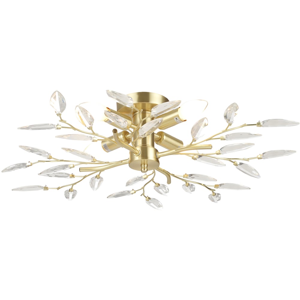 Happy Homewares Brushed Gold Plated Branch Ceiling Light with Acrylic Leaves Image 5