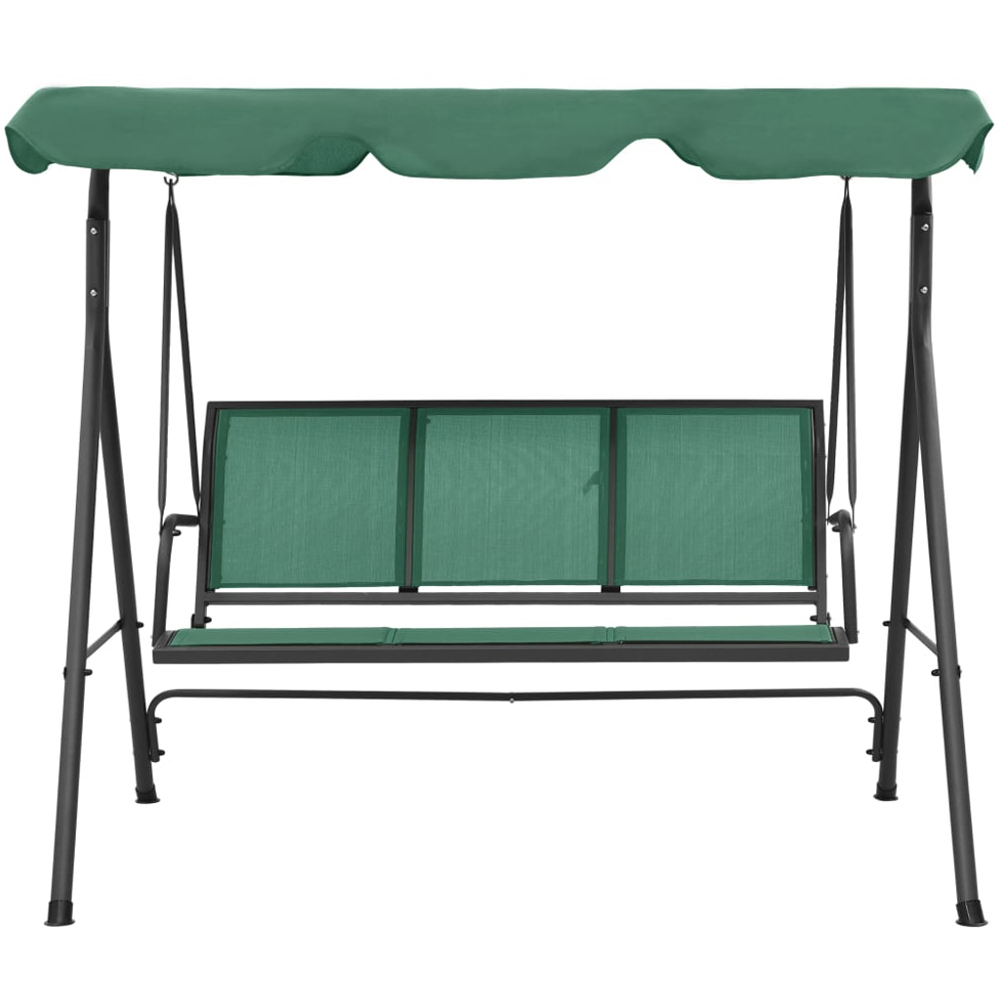 vidaXL 3 Seater Green Garden Swing Bench with Canopy Image 2