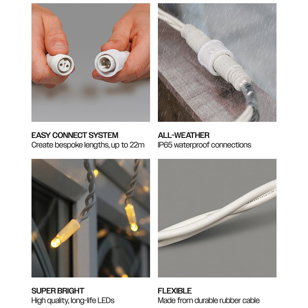 Eagle Connect 360 Warm White LED White Icicle Light 14m Image 5