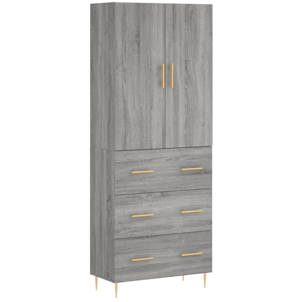 vidaXL 2 Door 3 Drawer Grey Sonoma Highboard Image 2
