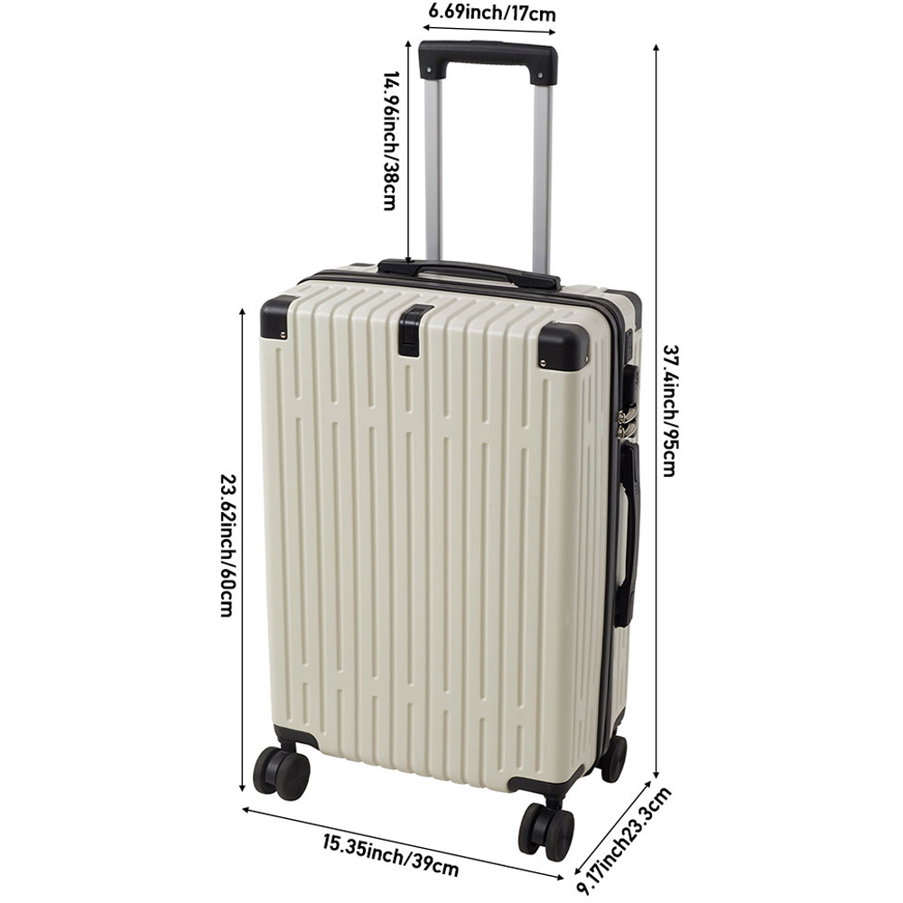 H&O Direct 22 inch White Hard Shell Luggage Suitcase Image 6