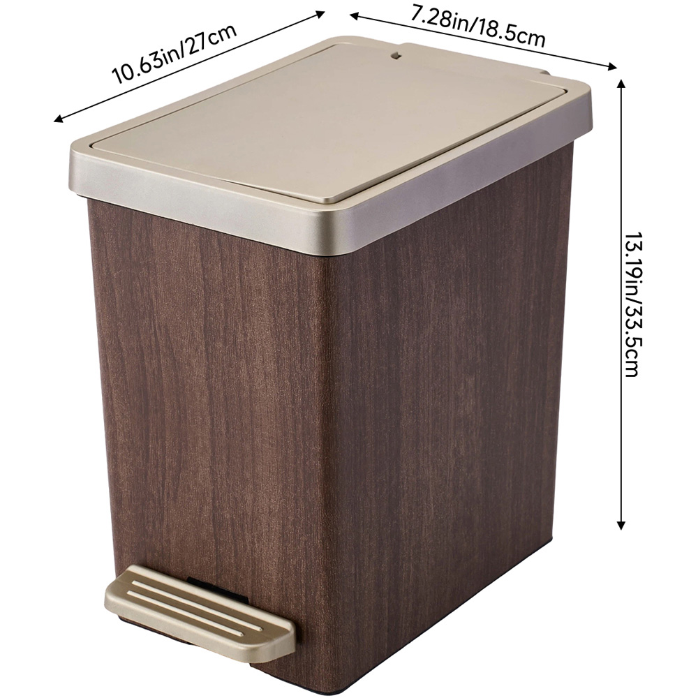 Living and Home Wood Grain Foot Pedal Lid Rubbish Bin 15L Image 8