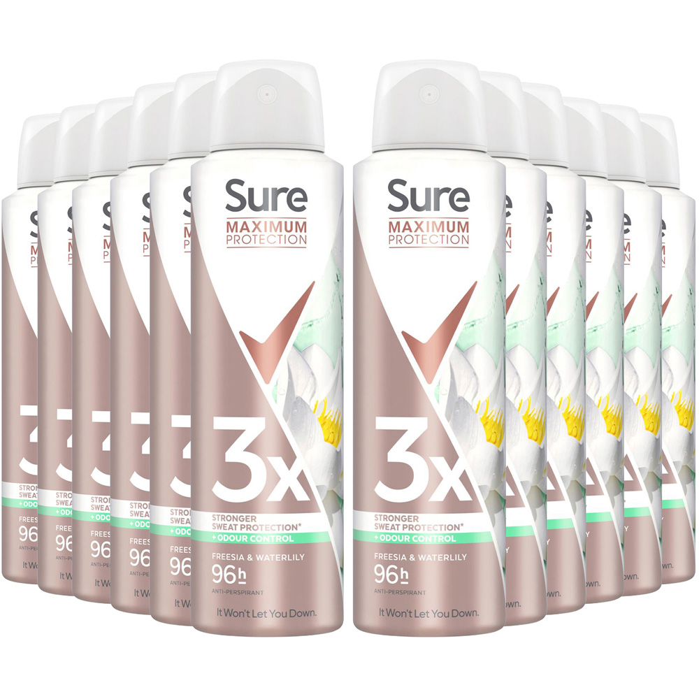 Sure Women Freesia and Water Lily Maximum Protection Anti-Perspirant Spray 150ml 12 Pack Image 1