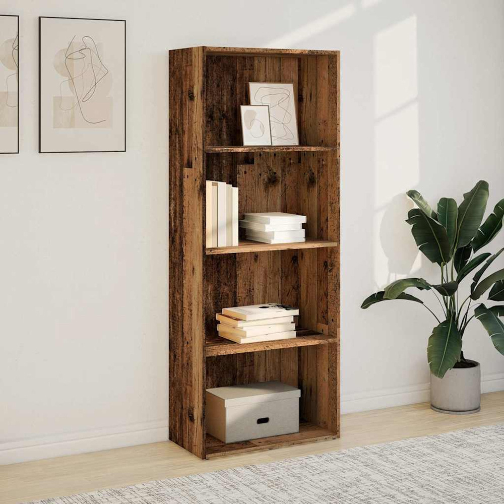 vidaXL 4 Shelf Old Wood Bookcase Image 1