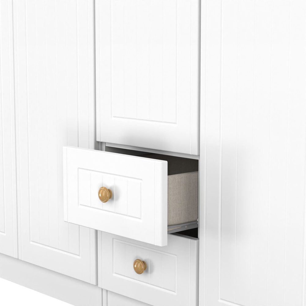 Crowndale Warwick 5 Door 2 Drawer White Ash and Modern Oak Wardrobe Ready Assembled Image 8