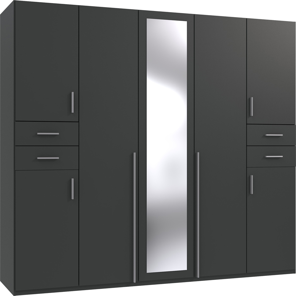 TJ'S New York 8 Door 4 Drawer Graphite Mirrored Wardrobe Image 2