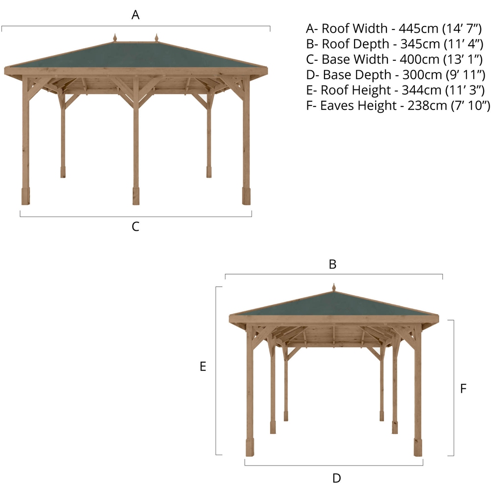 Mercia 3 x 4m Pressure Treated Traditional Gazebo Image 7
