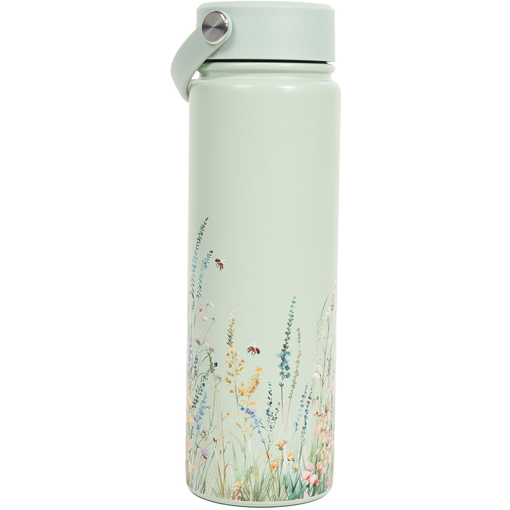 Floral Bees Double Wall Water Bottle Sage Green Image 2