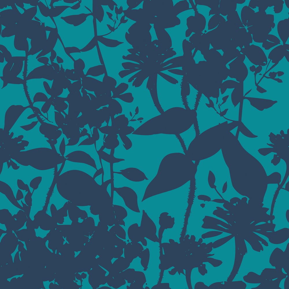 Hoopla Walls Summer Silhouette Ink and Teal Non Woven Wallpaper Image 1