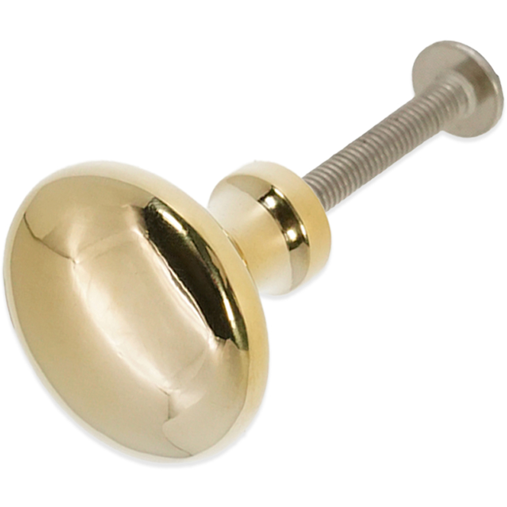 Spira Brass Mushroom Polished Brass Unlacquered Medium 32mm Cupboard Knob Image 3