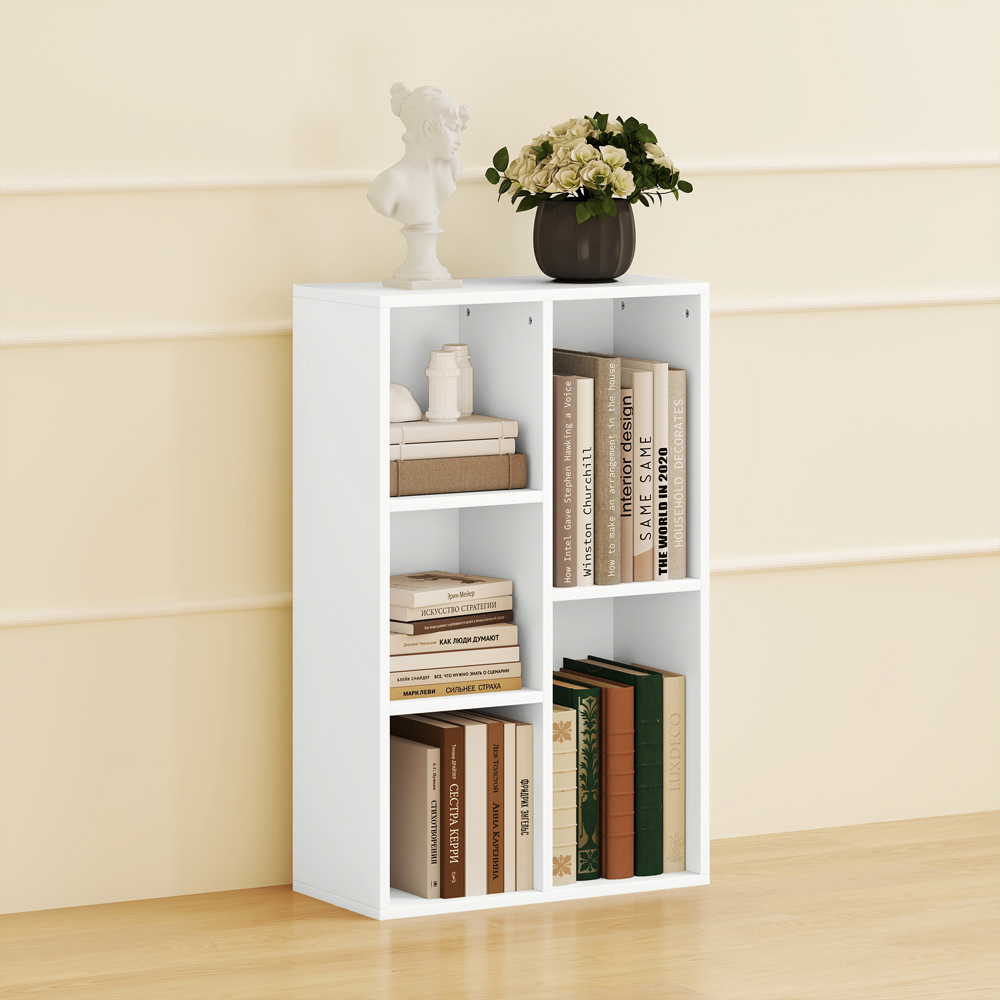 HOMCOM 5 Shelf White Bookshelf Image 7