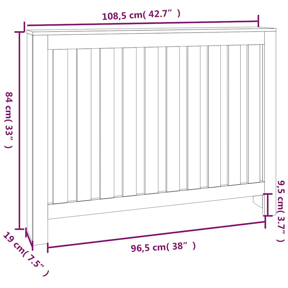 vidaXL White Pine Wood Radiator Cover 840 x 1085mm Image 5